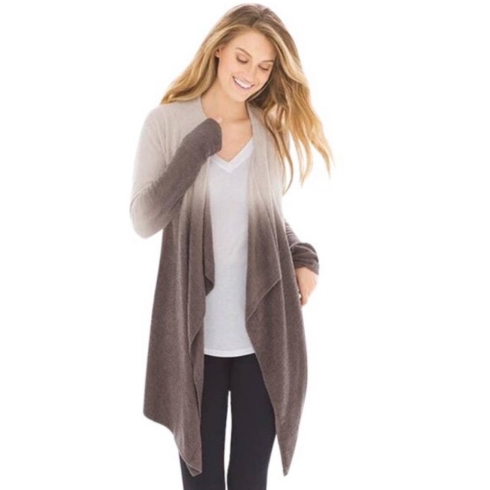 BAREFOOT DREAMS tan / brown ombré CozyChic Calypso wrap cardigan S/M